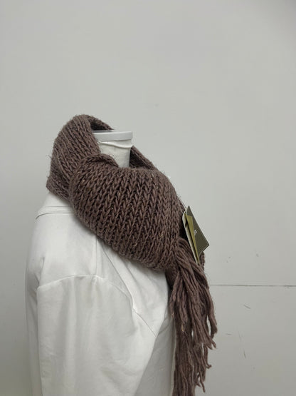 SEABABY Scarf - Brown Chunky Knit, Fringed for Cozy Boho Elegance