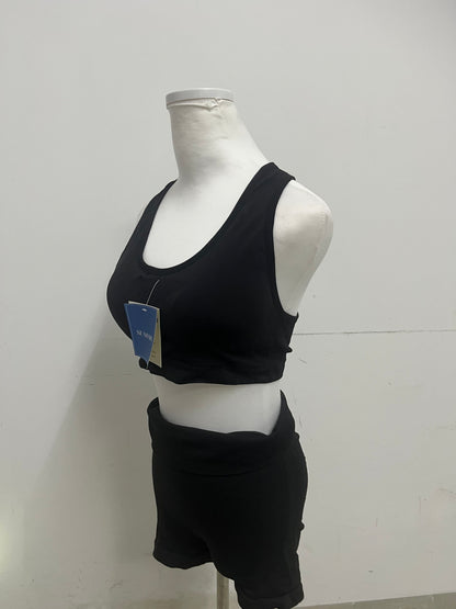 SEABABY Track Suit - Black Crop Tank & Shorts, Sporty Chic Essential
