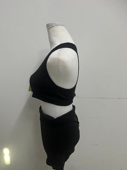 SEABABY Track Suit - Black Crop Tank & Shorts, Sporty Chic Essential