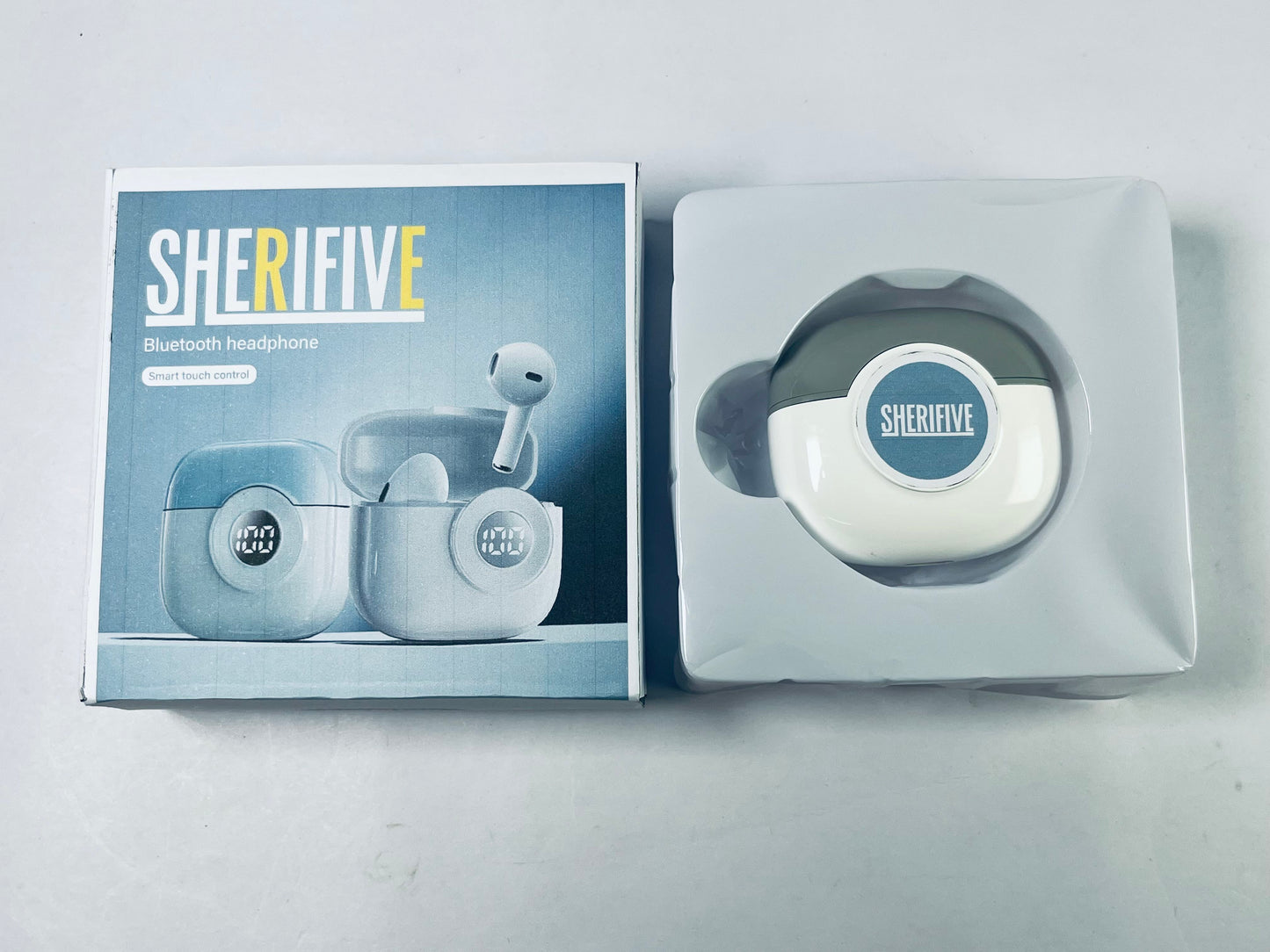 SHERIFIVE New Hybrid Active Noise Cancelling Wireless Earbuds, 6 Mics Clear Call, IPX8 Waterproof, in Ear Bluetooth 5.3 Headphones Stereo Bass Heasets 40H Playtime with LED Display
