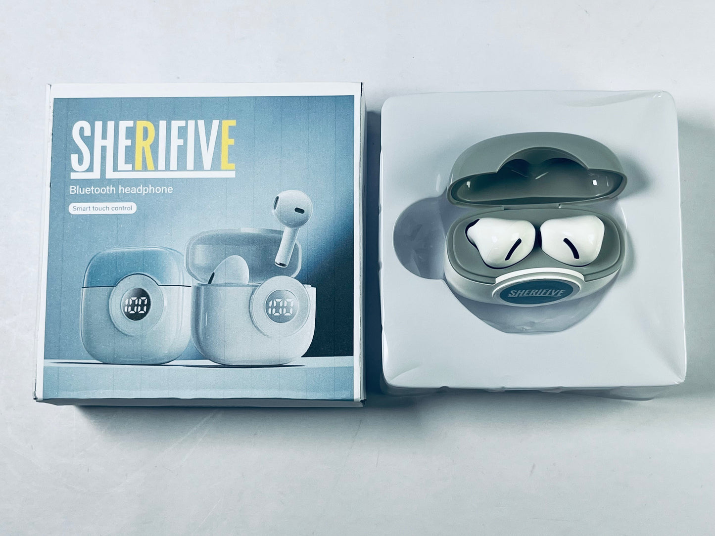 SHERIFIVE New Hybrid Active Noise Cancelling Wireless Earbuds, 6 Mics Clear Call, IPX8 Waterproof, in Ear Bluetooth 5.3 Headphones Stereo Bass Heasets 40H Playtime with LED Display