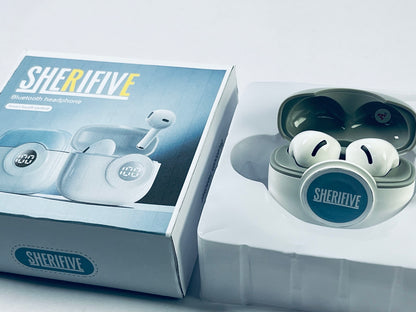 SHERIFIVE New Hybrid Active Noise Cancelling Wireless Earbuds, 6 Mics Clear Call, IPX8 Waterproof, in Ear Bluetooth 5.3 Headphones Stereo Bass Heasets 40H Playtime with LED Display