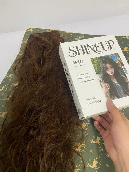 SHINEUP Wigs  Long Lace Wig Synthetic Lace Front Wigs for Black Women Free Part Wavy Hair Wigs Brown High Temperature Fiber Cosplay Wig 24 inch