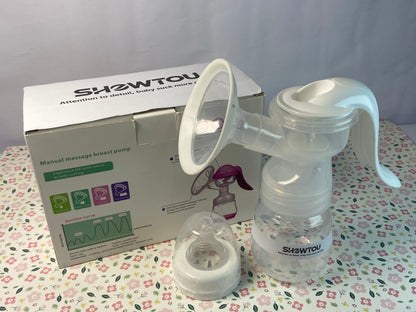 SHOWTOU  Manual Breast Pump, Adjustable Suction Silicone Hand Pump Breastfeeding, Small Portable Manual Breast Milk Catcher Baby Feeding Pumps & Accessories, White, Mother’s Day Gifts