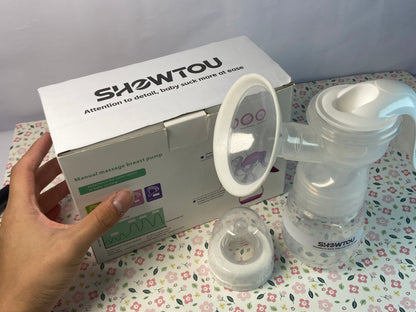 SHOWTOU  Manual Breast Pump, Adjustable Suction Silicone Hand Pump Breastfeeding, Small Portable Manual Breast Milk Catcher Baby Feeding Pumps & Accessories, White, Mother’s Day Gifts