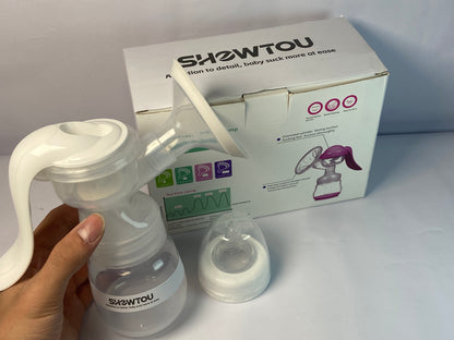 SHOWTOU  Manual Breast Pump, Adjustable Suction Silicone Hand Pump Breastfeeding, Small Portable Manual Breast Milk Catcher Baby Feeding Pumps & Accessories, White, Mother’s Day Gifts