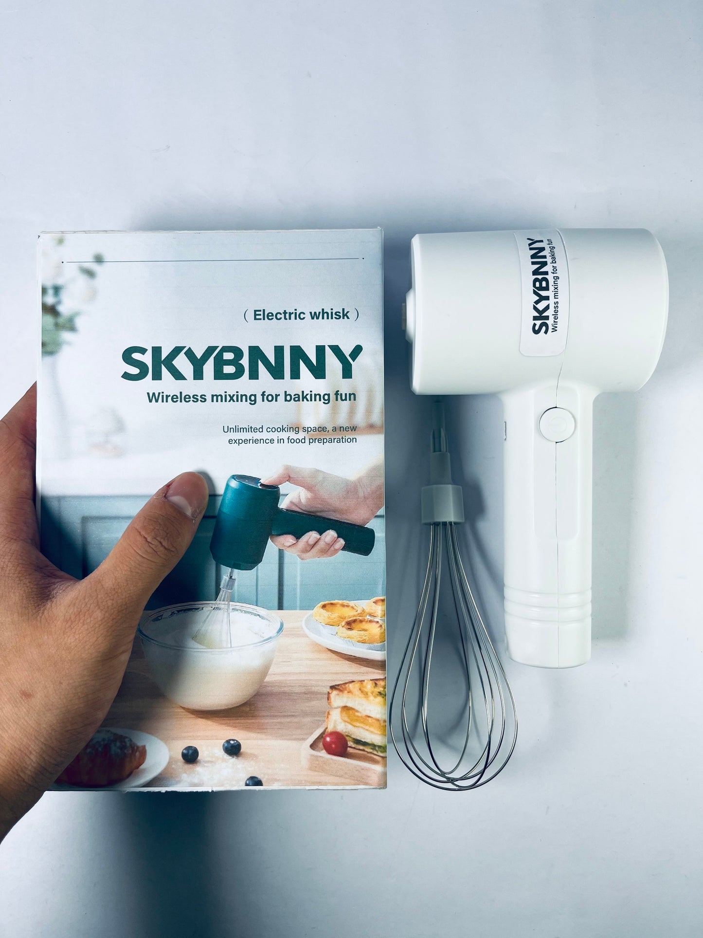 SKYBNNY 3 Speed Electric Hand Mixer, Whisk Beaters, Portable Whisk Milk Foam Maker, Handheld Electric Mixer with Chopper for Home