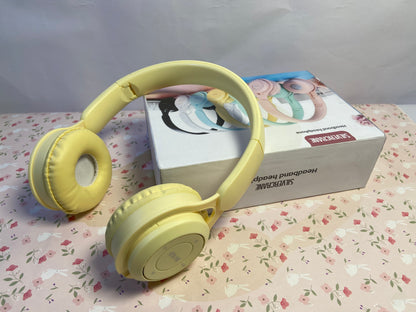 SLIVECRANE  OverEar Noise Canceling Headphones, Adjustable and Retractable Headband, Soft PU Leather with Colorful Breathing Light, for Mobile Phones, Laptops, Tablets (Yellow)