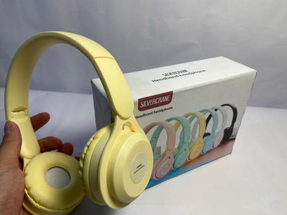 SLIVECRANE  OverEar Noise Canceling Headphones, Adjustable and Retractable Headband, Soft PU Leather with Colorful Breathing Light, for Mobile Phones, Laptops, Tablets (Yellow)