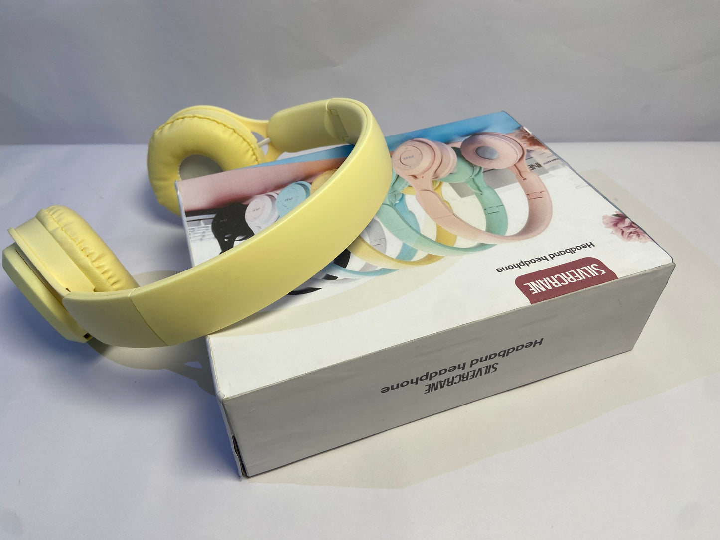 SLIVECRANE  OverEar Noise Canceling Headphones, Adjustable and Retractable Headband, Soft PU Leather with Colorful Breathing Light, for Mobile Phones, Laptops, Tablets (Yellow)