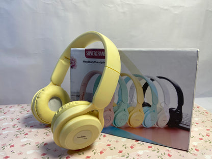 SLIVECRANE  OverEar Noise Canceling Headphones, Adjustable and Retractable Headband, Soft PU Leather with Colorful Breathing Light, for Mobile Phones, Laptops, Tablets (Yellow)