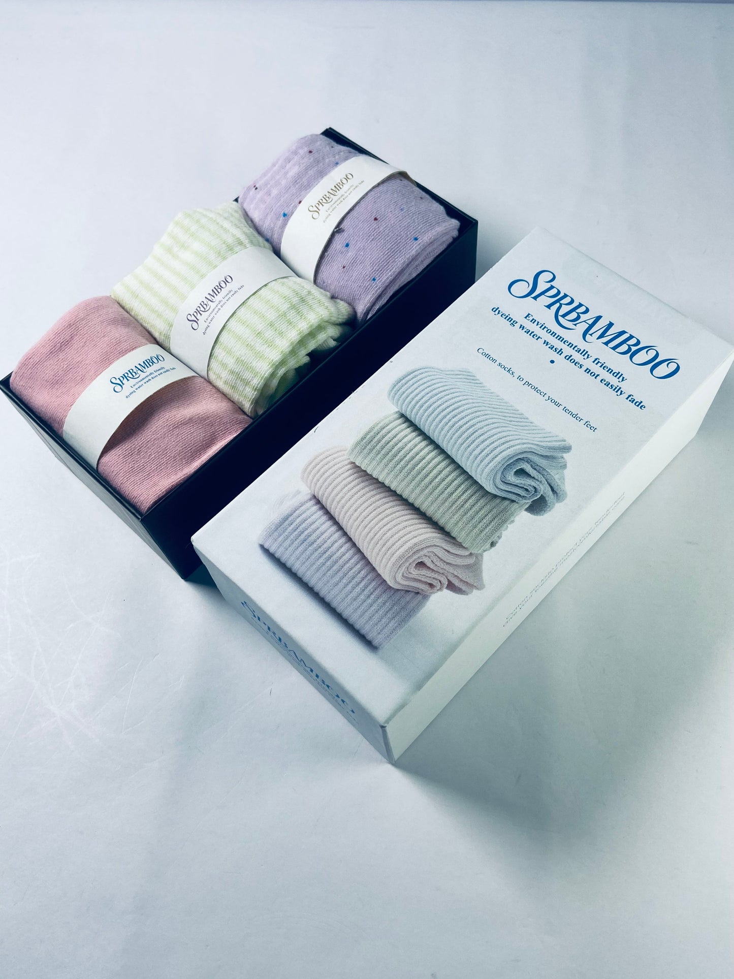 SPRBAMBOO Women Thin Cotton Socks, Soft Cotton Bootie Socks Women Above Ankle Crew Socks 3 Pairs