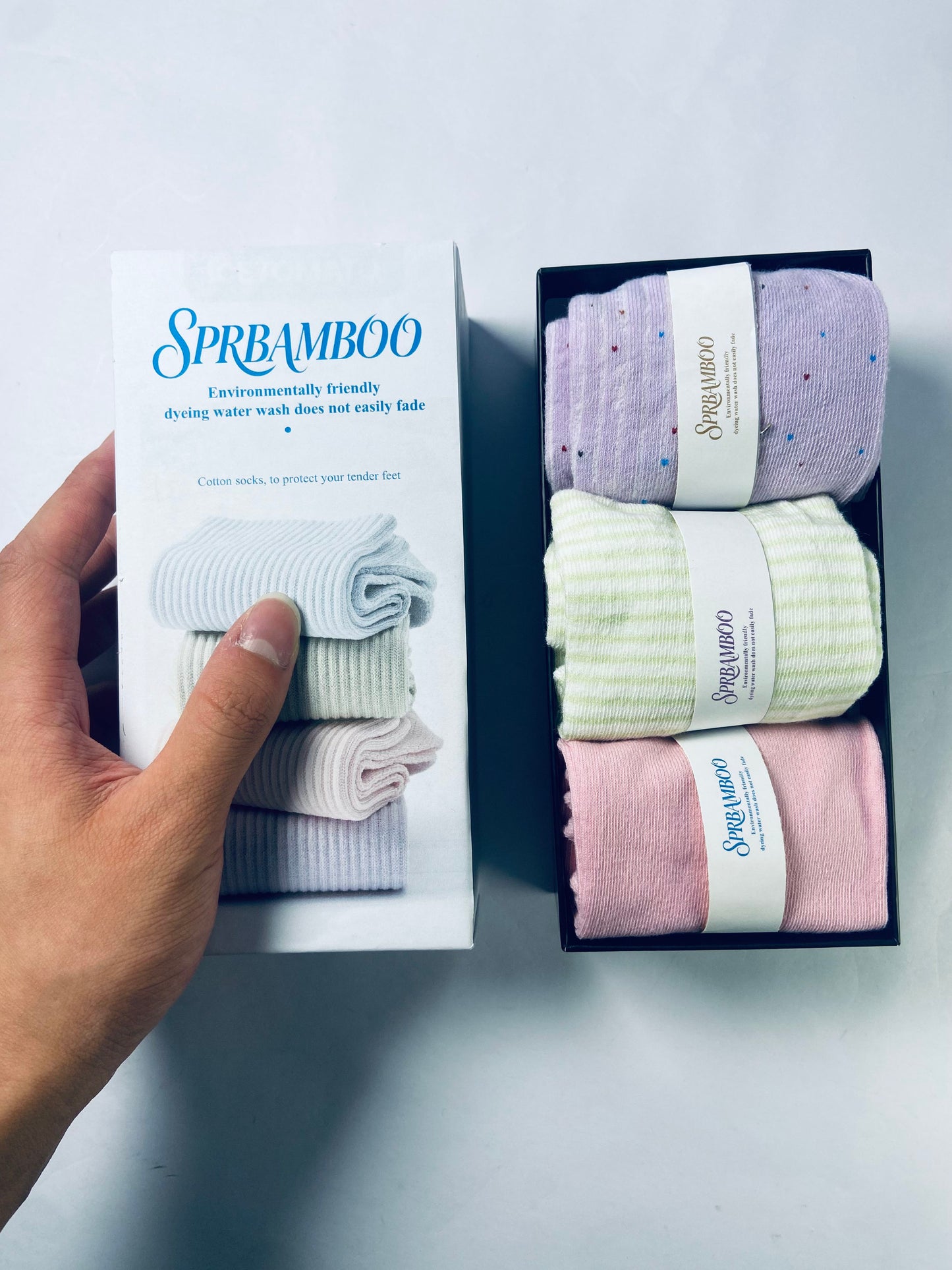 SPRBAMBOO Women Thin Cotton Socks, Soft Cotton Bootie Socks Women Above Ankle Crew Socks 3 Pairs