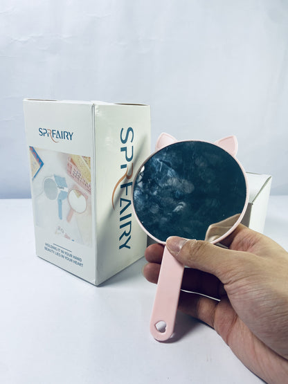 SPRFAIRY Hand mirrors Cat Shaped Makeup Mirror Handheld Mirror Glass for Women Durable Glass Material