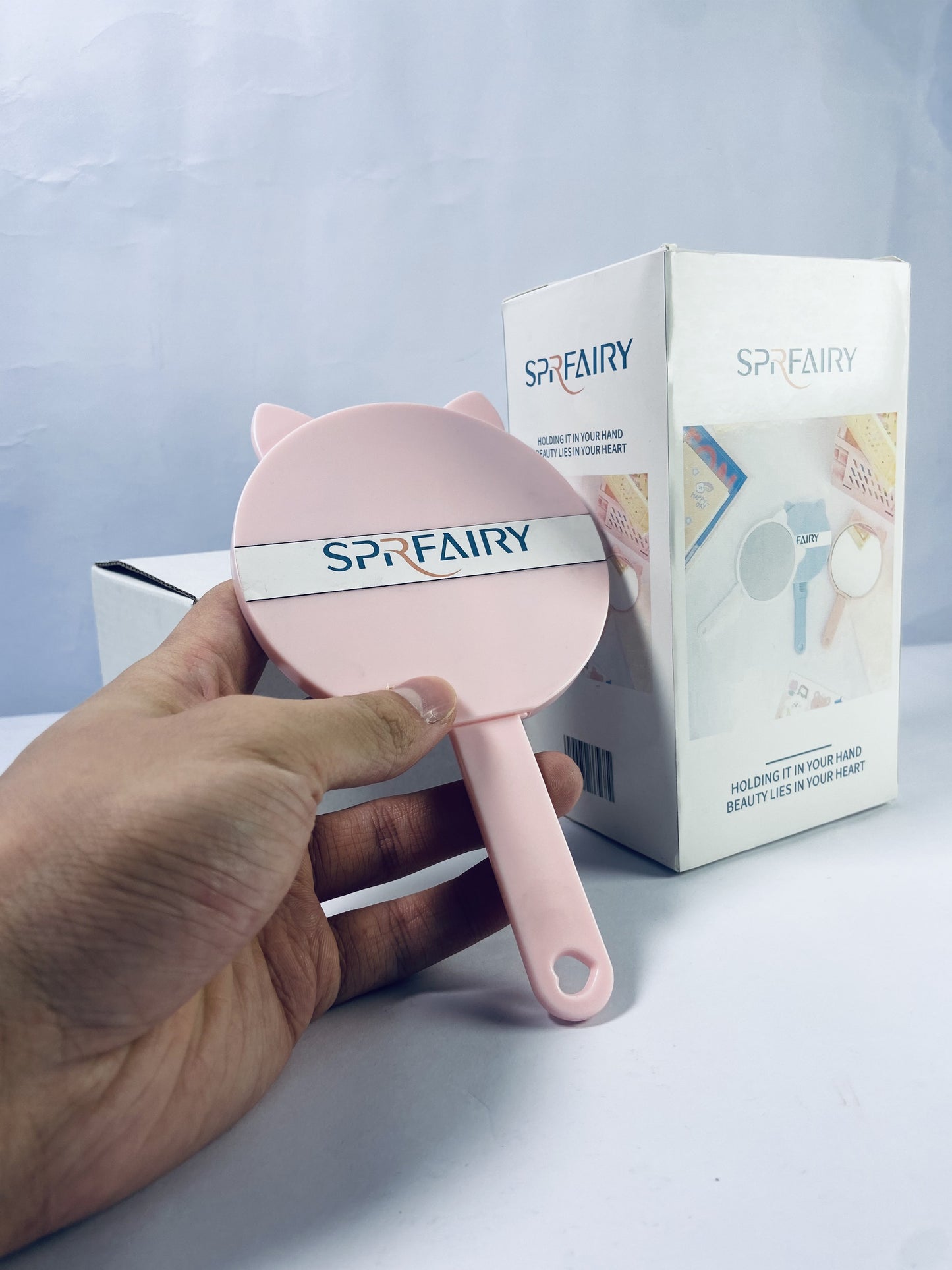 SPRFAIRY Hand mirrors Cat Shaped Makeup Mirror Handheld Mirror Glass for Women Durable Glass Material