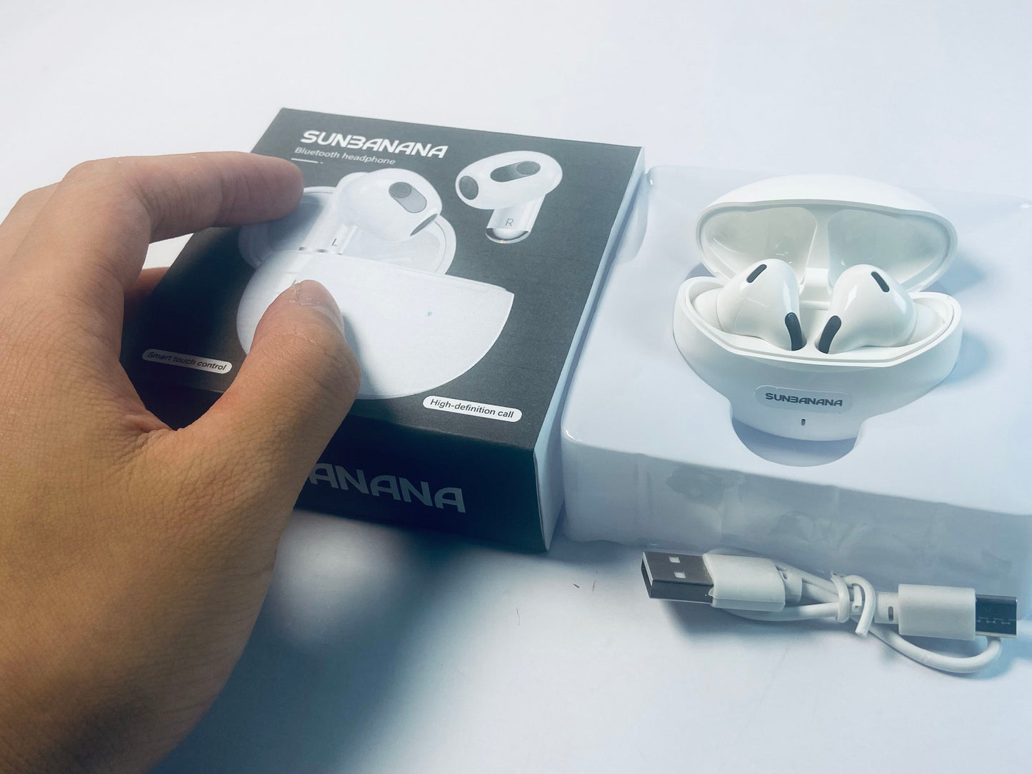 SUNBANANA Wireless Earbuds Hi-Fi Stereo Bass with Mic Noise Reduction Bluetooth 5.3 Headphones 40Hrs Playtime