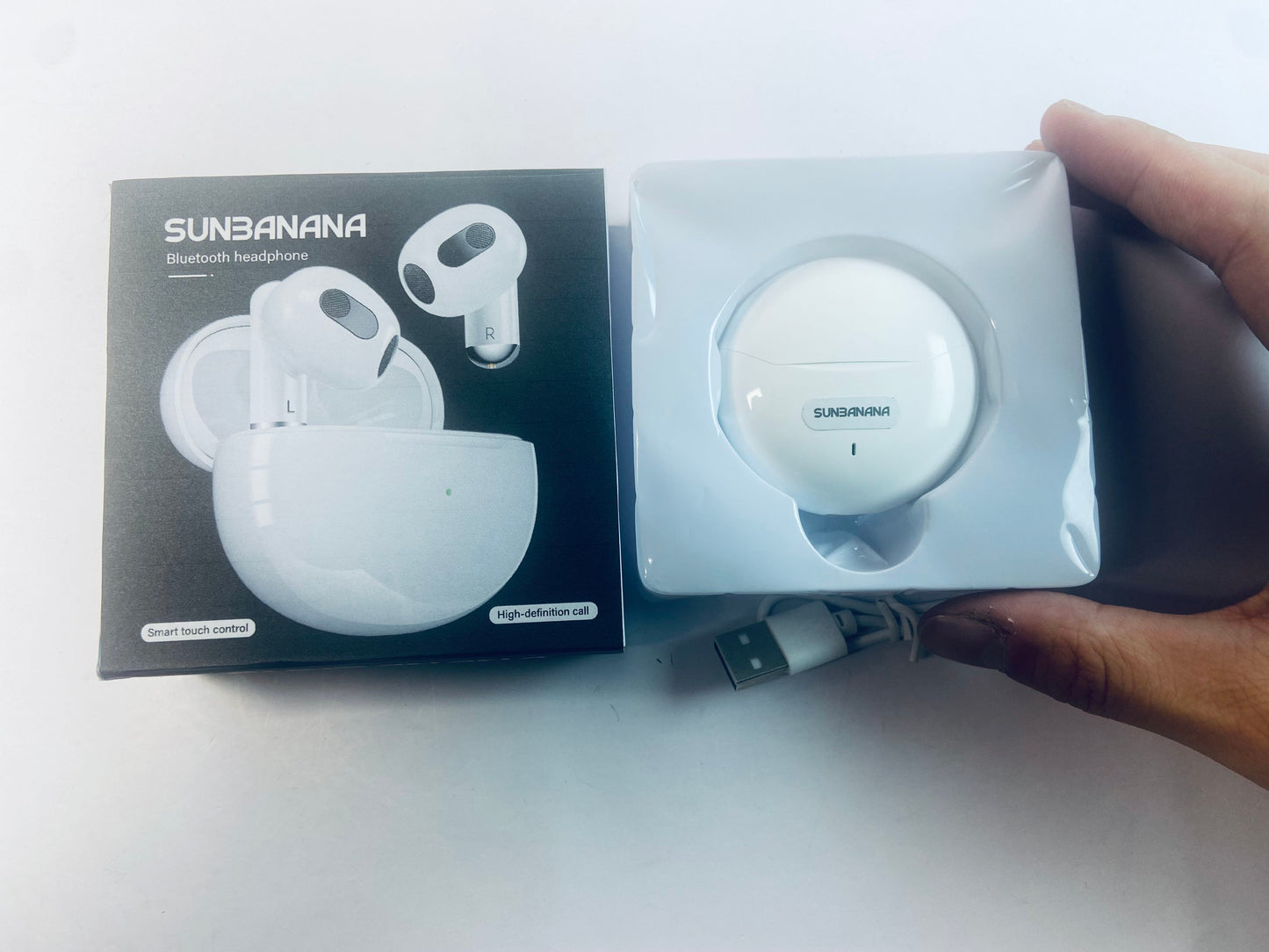 SUNBANANA Wireless Earbuds Hi-Fi Stereo Bass with Mic Noise Reduction Bluetooth 5.3 Headphones 40Hrs Playtime