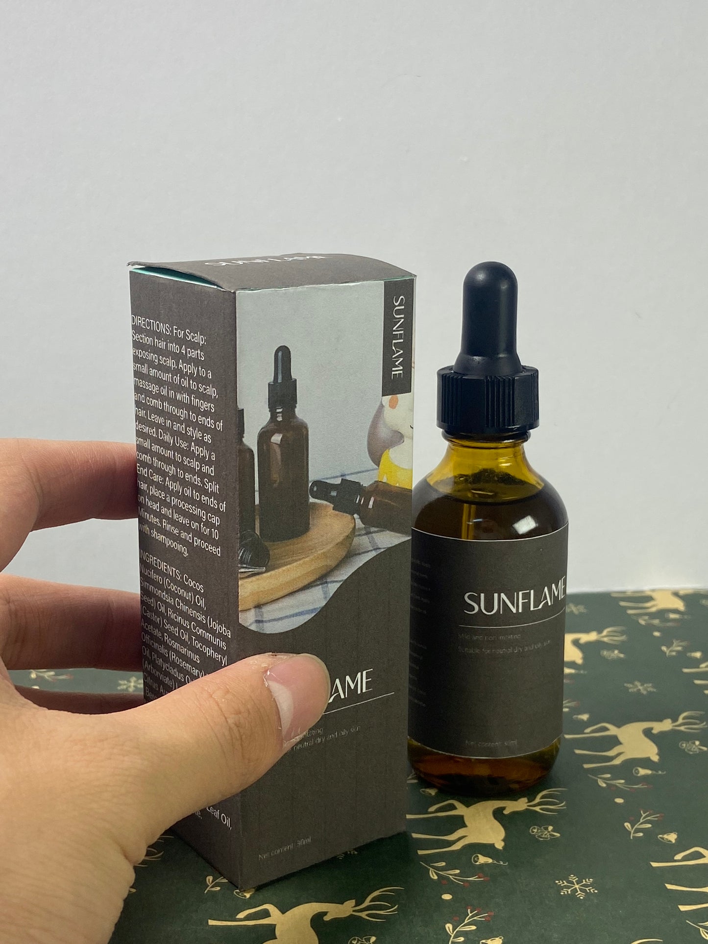 SUNFLAME Essential oils Organic Rosemary Oil Vitamin E Nourish Scalp & Skin and Reduce Hair Loss Blend Massager Boosting Hair Thickness for All Hair Types, Dropper Bottle 30 ml