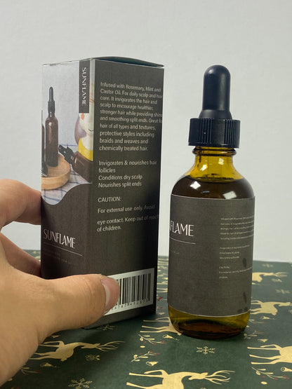 SUNFLAME Essential oils Organic Rosemary Oil Vitamin E Nourish Scalp & Skin and Reduce Hair Loss Blend Massager Boosting Hair Thickness for All Hair Types, Dropper Bottle 30 ml