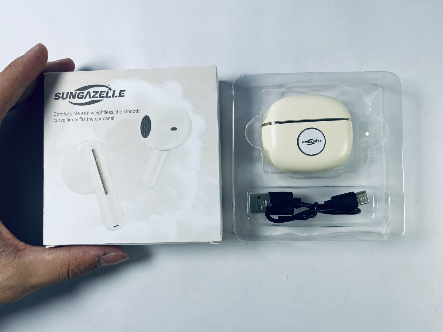 SUNGAZELLE Wireless Earbuds, Crystal-Clear Audio,Noise-Cancelling, Immersive Sound.For Android iOS Cell Phone Laptop, Lightweight in-Ear Fit Earphones.