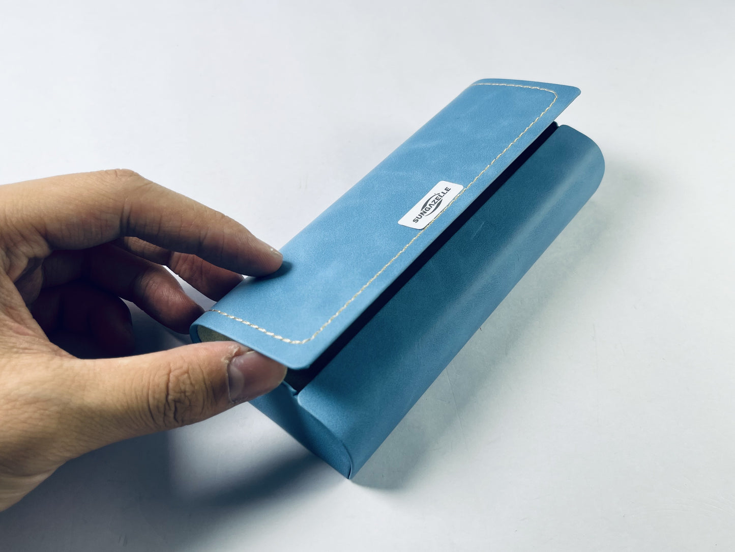 SUNGAZELLE Hard Shell Eyeglass Case for Eyeglasses and Sunglasses for Men/Women and Kids,fashionable PU Leather Eyeglass Case,Durable Protective Storage Box.