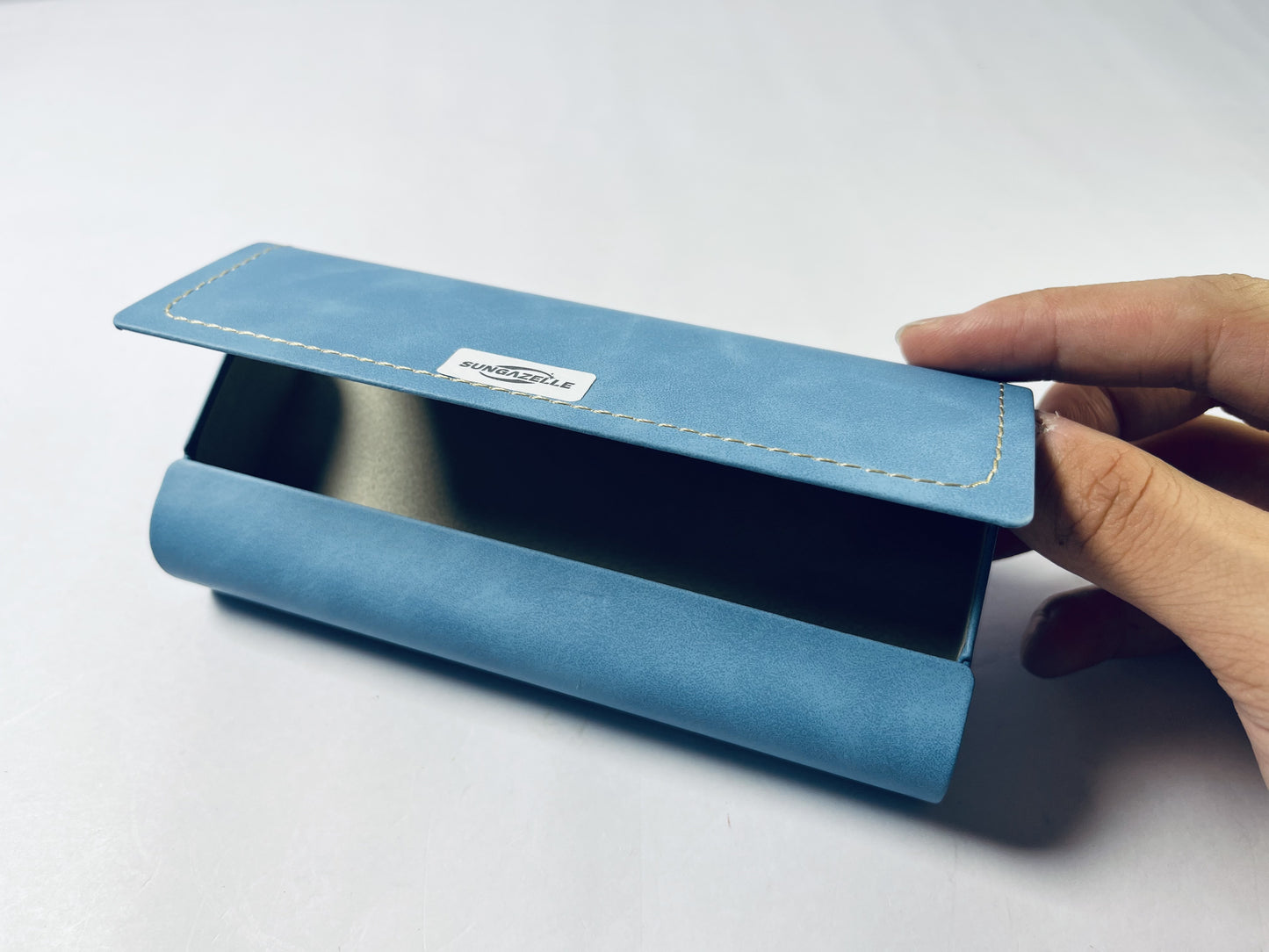 SUNGAZELLE Hard Shell Eyeglass Case for Eyeglasses and Sunglasses for Men/Women and Kids,fashionable PU Leather Eyeglass Case,Durable Protective Storage Box.