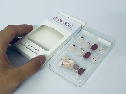 SUNUŔSE Short Press on Nails French Cute Small Flower Fake Nails New Year Red Square False Nails Spring Red Small Floral
