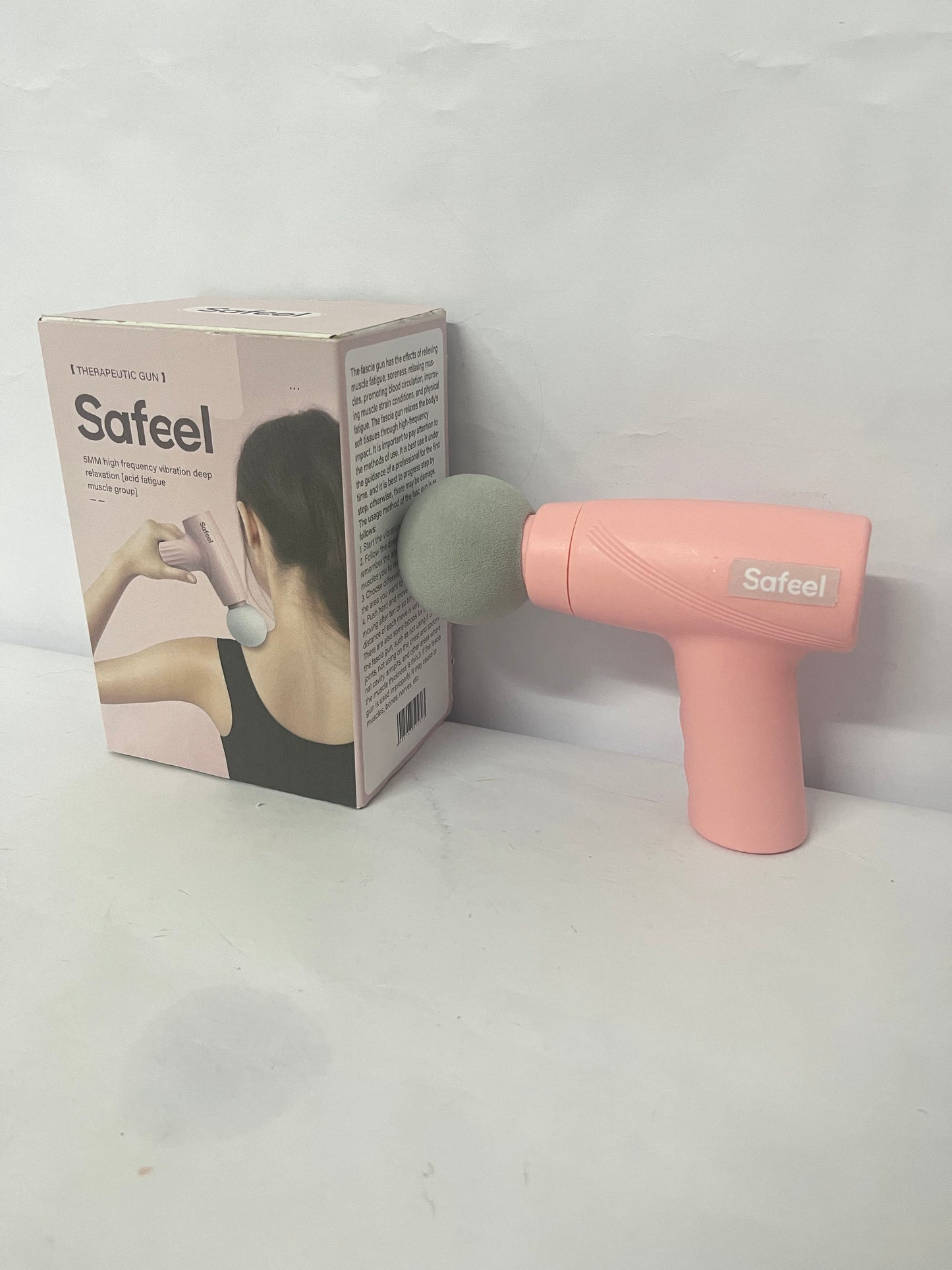 Safeel Mini Massage Gun - Portable Muscle Therapy Deep Tissue Percussion Massager for Athletes, Pain Relief & Recovery, Quiet Technology, 6 Attachments, for Men & Women, Pink