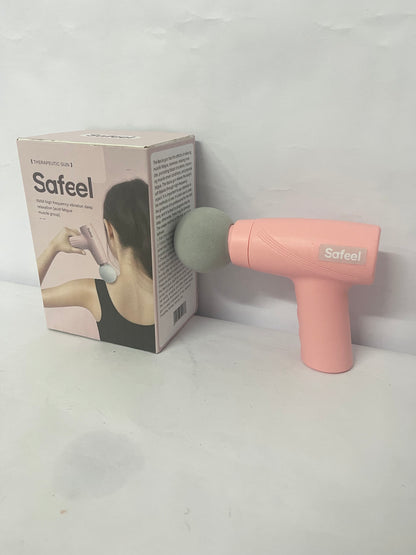 Safeel Mini Massage Gun - Portable Muscle Therapy Deep Tissue Percussion Massager for Athletes, Pain Relief & Recovery, Quiet Technology, 6 Attachments, for Men & Women, Pink