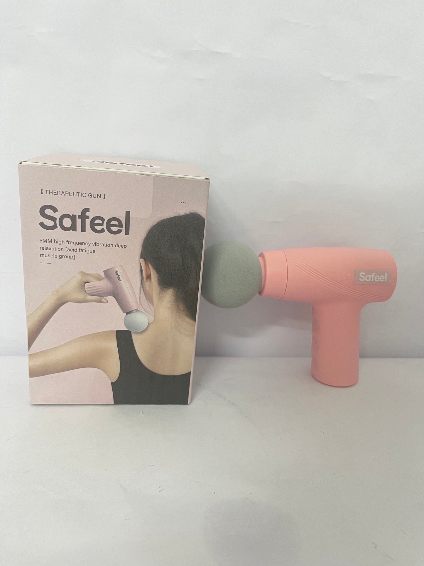 Safeel Mini Massage Gun - Portable Muscle Therapy Deep Tissue Percussion Massager for Athletes, Pain Relief & Recovery, Quiet Technology, 6 Attachments, for Men & Women, Pink