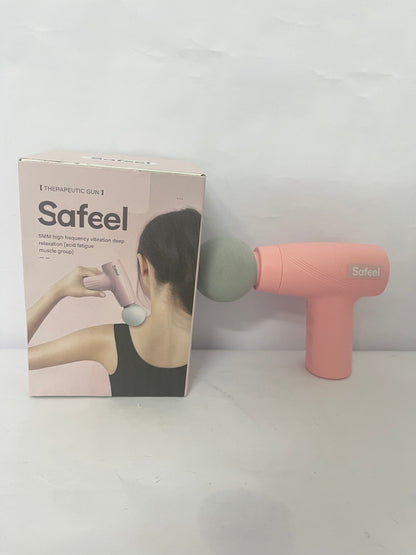 Safeel Mini Massage Gun - Portable Muscle Therapy Deep Tissue Percussion Massager for Athletes, Pain Relief & Recovery, Quiet Technology, 6 Attachments, for Men & Women, Pink