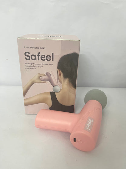 Safeel Mini Massage Gun - Portable Muscle Therapy Deep Tissue Percussion Massager for Athletes, Pain Relief & Recovery, Quiet Technology, 6 Attachments, for Men & Women, Pink