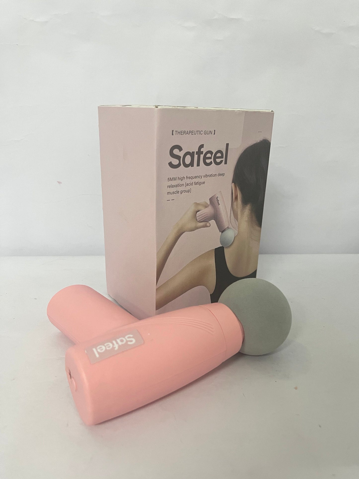 Safeel Mini Massage Gun - Portable Muscle Therapy Deep Tissue Percussion Massager for Athletes, Pain Relief & Recovery, Quiet Technology, 6 Attachments, for Men & Women, Pink