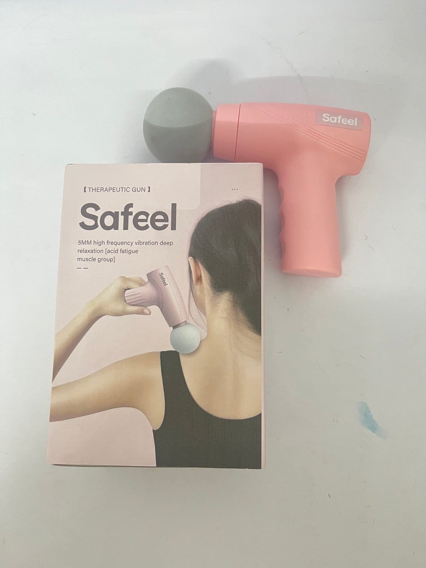 Safeel Mini Massage Gun - Portable Muscle Therapy Deep Tissue Percussion Massager for Athletes, Pain Relief & Recovery, Quiet Technology, 6 Attachments, for Men & Women, Pink