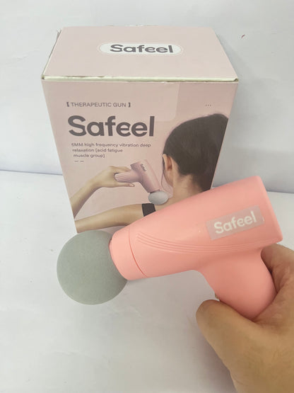 Safeel Mini Massage Gun - Portable Muscle Therapy Deep Tissue Percussion Massager for Athletes, Pain Relief & Recovery, Quiet Technology, 6 Attachments, for Men & Women, Pink