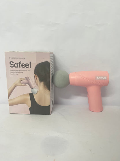 Safeel Mini Massage Gun - Portable Muscle Therapy Deep Tissue Percussion Massager for Athletes, Pain Relief & Recovery, Quiet Technology, 6 Attachments, for Men & Women, Pink