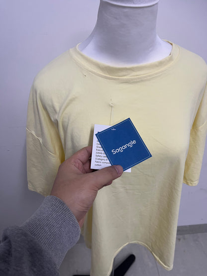 【Sagangle Pale Yellow Oversized T-shirt】—— Comfortable & Trendy Daily Wear