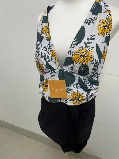 【Sagangle Floral Halter Two-Piece Swimsuit】—— Vibrant & Flattering Beachwear