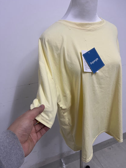 【Sagangle Pale Yellow Oversized T-shirt】—— Comfortable & Trendy Daily Wear