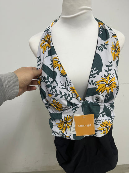【Sagangle Floral Halter Two-Piece Swimsuit】—— Vibrant & Flattering Beachwear