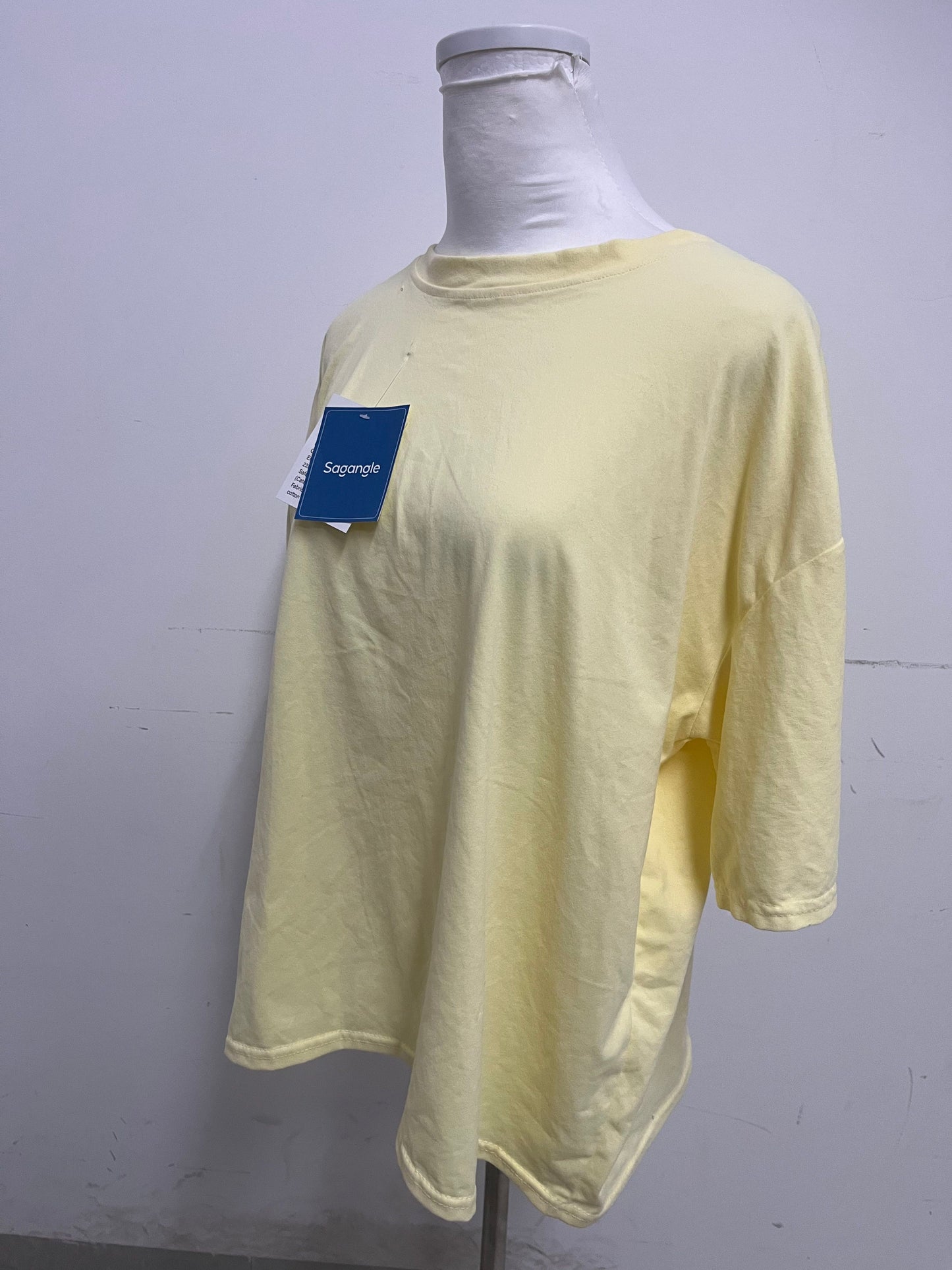 【Sagangle Pale Yellow Oversized T-shirt】—— Comfortable & Trendy Daily Wear