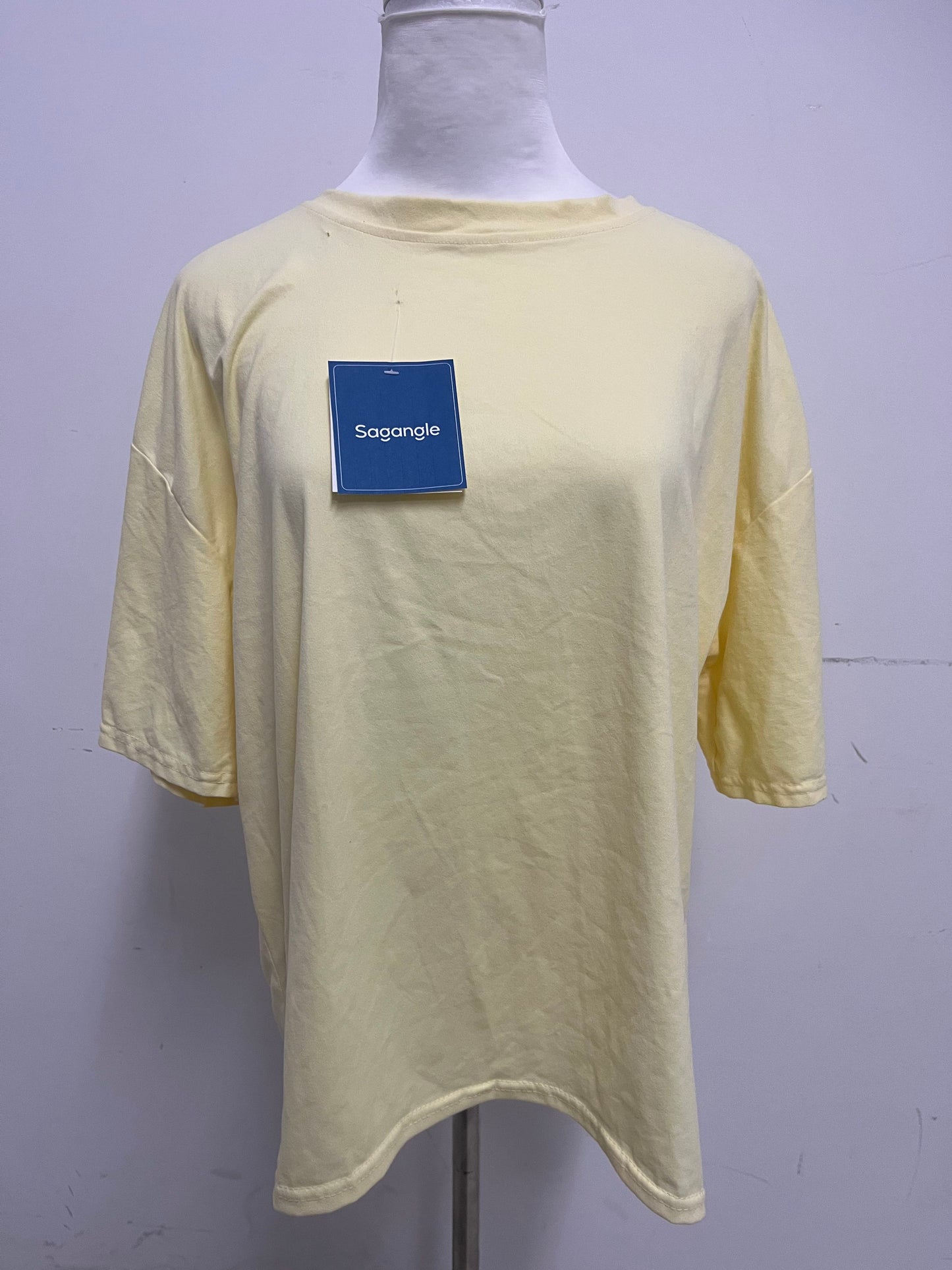 【Sagangle Pale Yellow Oversized T-shirt】—— Comfortable & Trendy Daily Wear