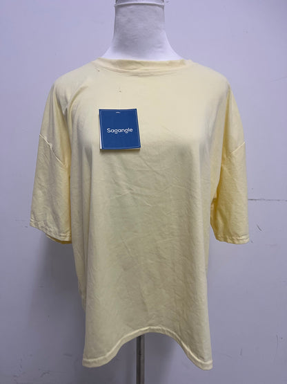 【Sagangle Pale Yellow Oversized T-shirt】—— Comfortable & Trendy Daily Wear