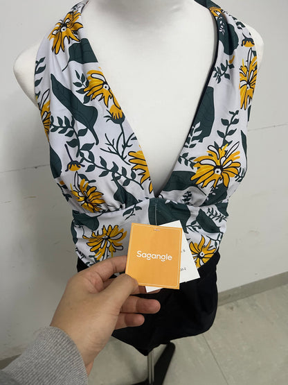 【Sagangle Floral Halter Two-Piece Swimsuit】—— Vibrant & Flattering Beachwear