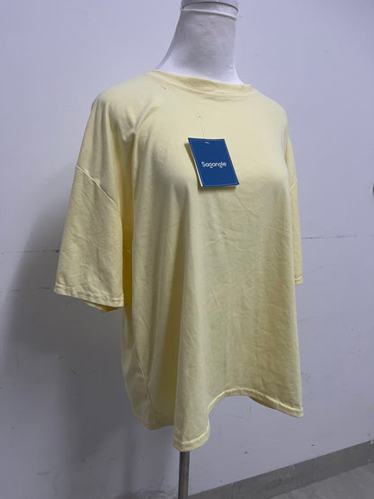 【Sagangle Pale Yellow Oversized T-shirt】—— Comfortable & Trendy Daily Wear