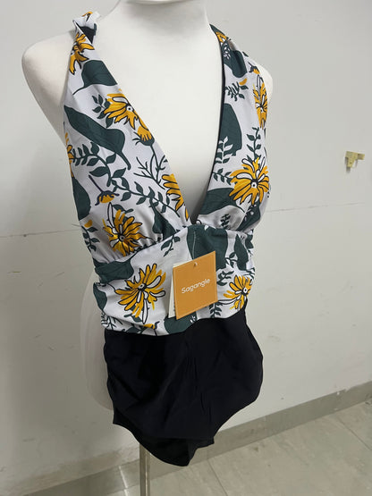 【Sagangle Floral Halter Two-Piece Swimsuit】—— Vibrant & Flattering Beachwear