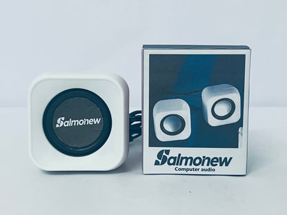 Salmonew Mini Computer Speakers - USB-Powered Desktop Speakers with Clear Audio for PC, Laptop