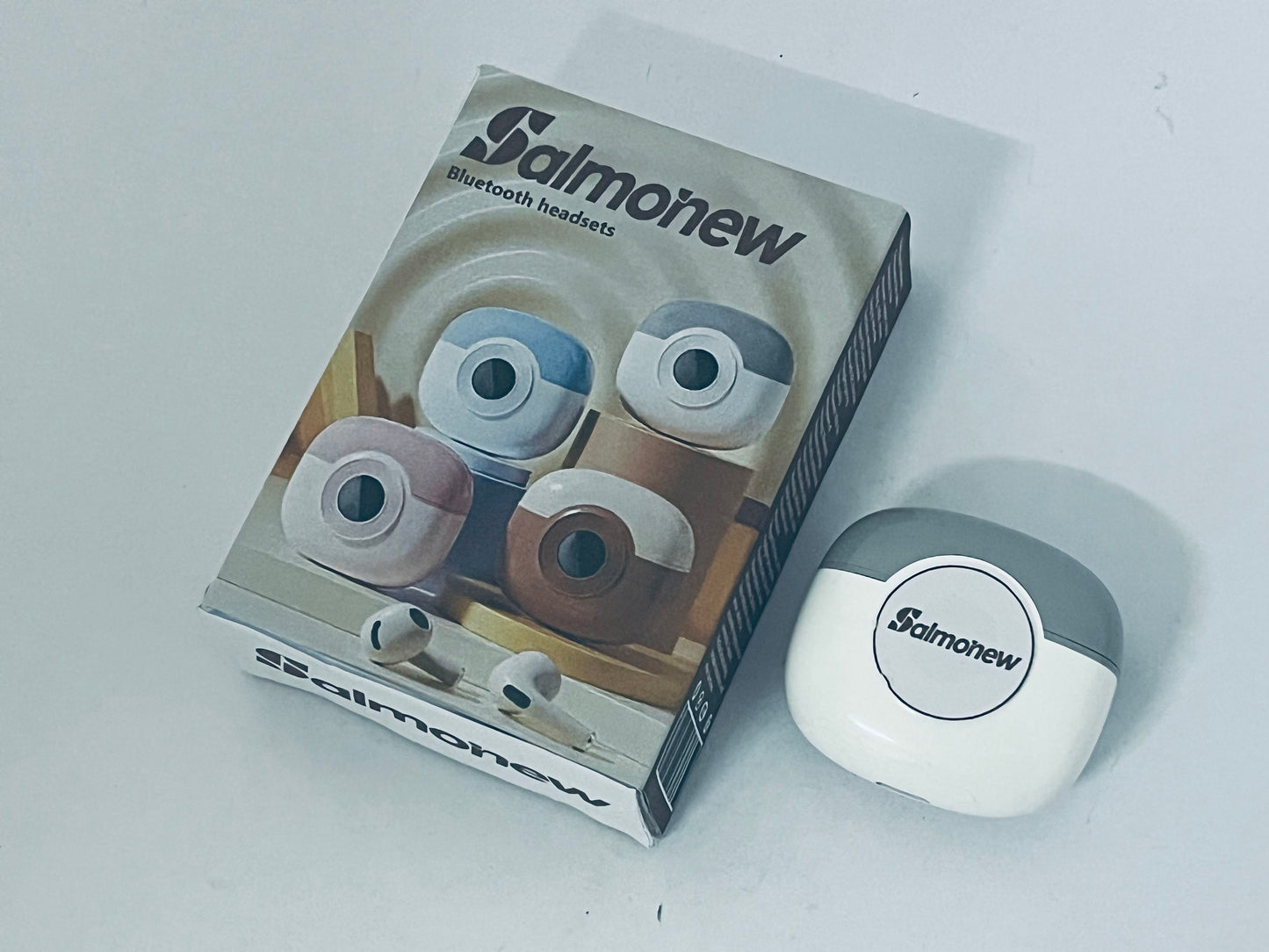 Salmonew Wireless Bluetooth Earbuds - True Wireless Stereo Headphones with Stereo Sound, Long Battery Life for Sports, Work, Travel