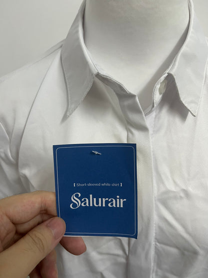 Salurair Chemises White Short-Sleeve Shirt Minimalist & Smart Comfortable & Skin-Friendly Essential for Multi-Scene Outfits in Workplace and Daily Life