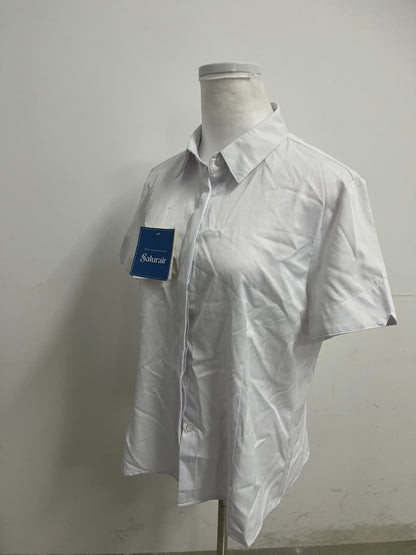 Salurair Chemises White Short-Sleeve Shirt Minimalist & Smart Comfortable & Skin-Friendly Essential for Multi-Scene Outfits in Workplace and Daily Life